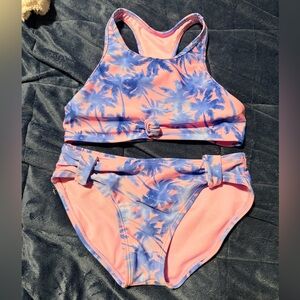 Art Class Pink and Blue Palm Kids Bikini